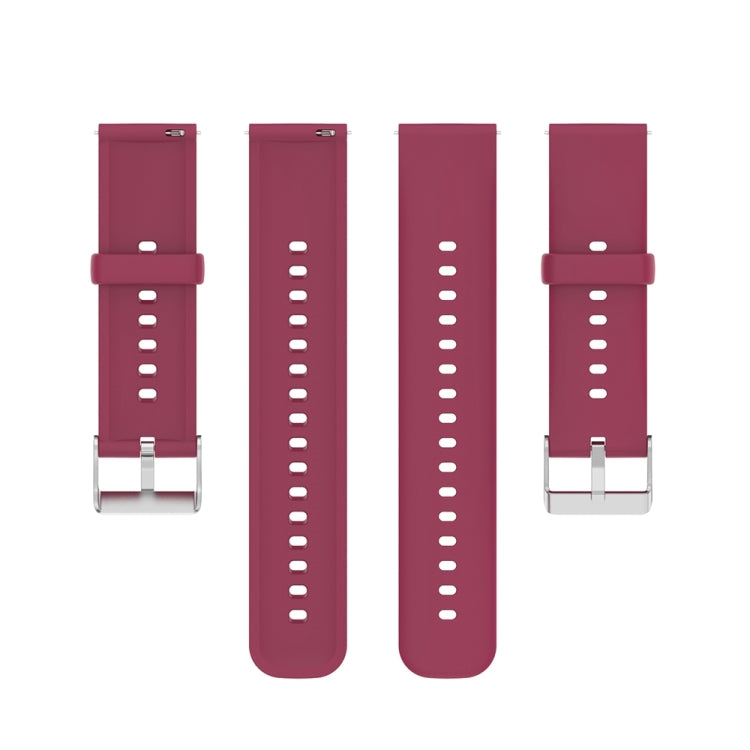 For Huawei Watch 4 / Watch 4 Pro Solid Color Silicone Stainless Steel Silver Buckle Watch Band(Wine Red) - Watch Bands by PMC Jewellery | Online Shopping South Africa | PMC Jewellery