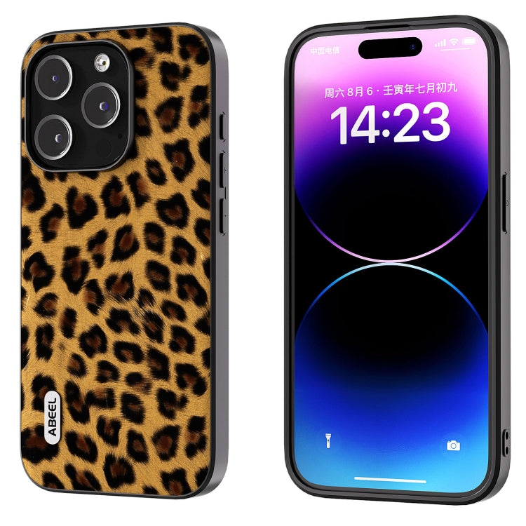 For iPhone 14 Pro ABEEL Black Edge Leopard Phone Case(Golden Leopard) - free shipping - PMC TechLife - Order now!