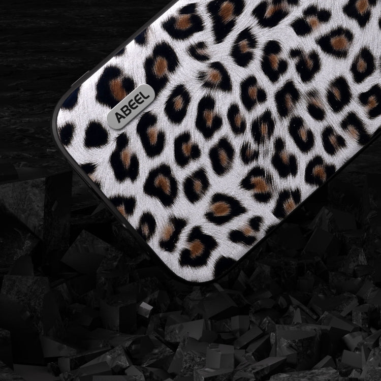 For iPhone 14 Pro Max ABEEL Black Edge Leopard Phone Case(Silver Leopard) - iPhone 14 Pro Max Cases by PMC Jewellery | Online Shopping South Africa | PMC Jewellery