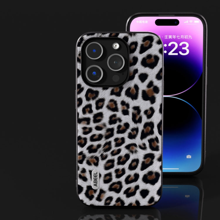 For iPhone 14 Pro Max ABEEL Black Edge Leopard Phone Case(Silver Leopard) - iPhone 14 Pro Max Cases by PMC Jewellery | Online Shopping South Africa | PMC Jewellery