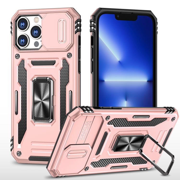 For iPhone 15 Pro Max Armor PC + TPU Camera Shield Phone Case(Rose Gold) - free shipping - PMC TechLife - Order now!