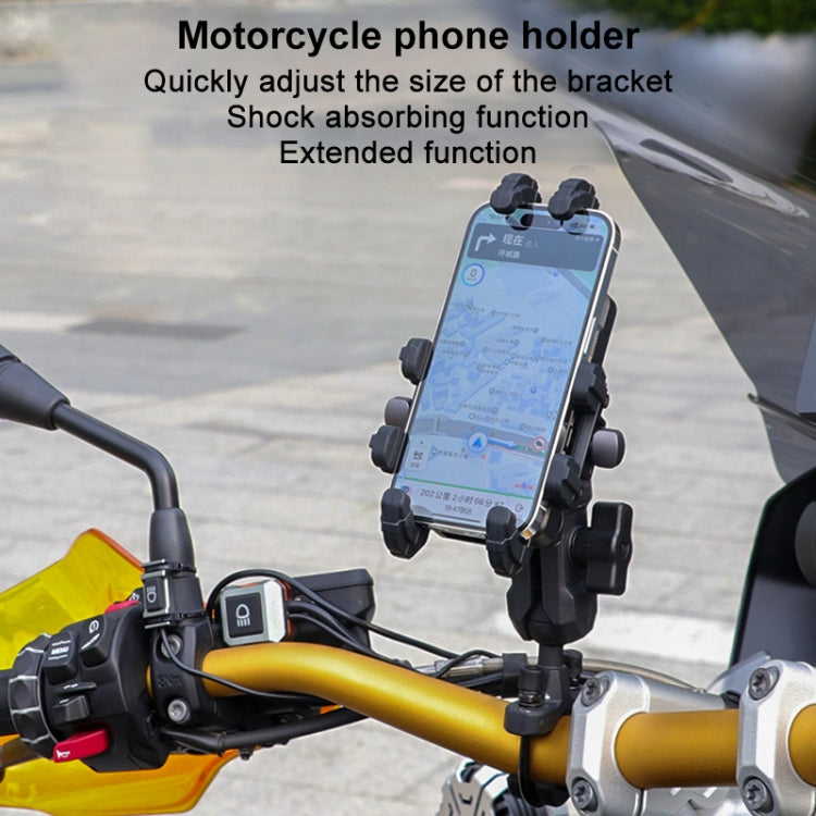 MOTOSLG Crab Motorcycle Phone Clamp Bracket L-Type Rear Mirror Mount(Black) - Holder by MOTOLSG | Online Shopping South Africa | PMC TechLife | Buy Now Pay Later Mobicred