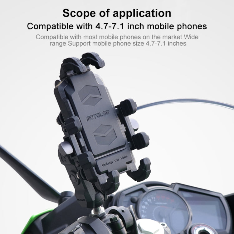 MOTOSLG Crab Motorcycle Phone Clamp Bracket L-Type Rear Mirror Mount(Black) - Holder by MOTOLSG | Online Shopping South Africa | PMC TechLife | Buy Now Pay Later Mobicred
