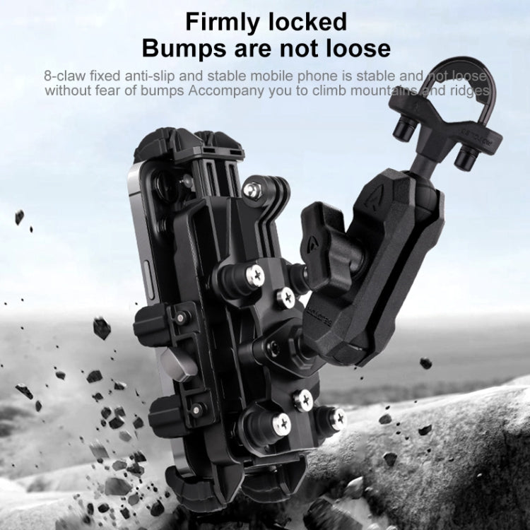 MOTOSLG Crab Motorcycle Phone Clamp Bracket L-Type Rear Mirror Mount(Black) - Holder by MOTOLSG | Online Shopping South Africa | PMC TechLife | Buy Now Pay Later Mobicred
