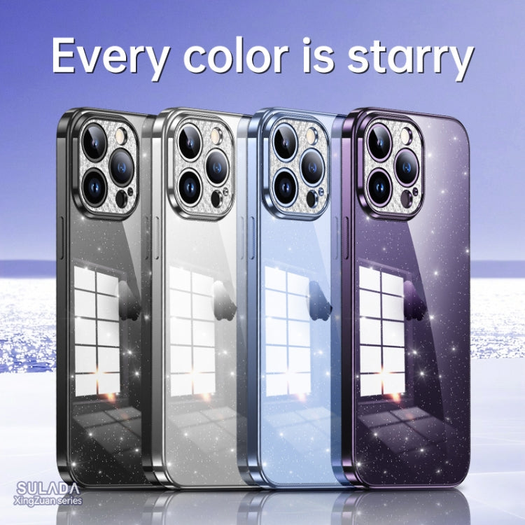 For iPhone 13 SULADA Electroplated Transparent Glittery TPU Phone Case(Black) - free shipping - PMC TechLife - Order now!