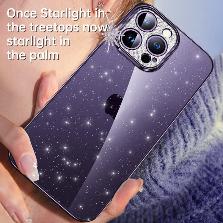 For iPhone 14 SULADA Electroplated Transparent Glittery TPU Phone Case(Purple) - free shipping - PMC TechLife - Order now!