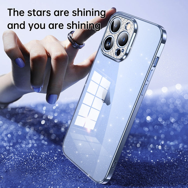 For iPhone 11 SULADA Electroplated Transparent Glittery TPU Phone Case(Blue) - iPhone 11 Cases by SULADA | Online Shopping South Africa | PMC TechLife | Buy Now Pay Later Mobicred