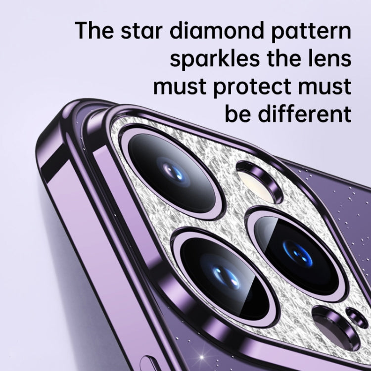 For iPhone 14 SULADA Electroplated Transparent Glittery TPU Phone Case(Purple) - free shipping - PMC TechLife - Order now!