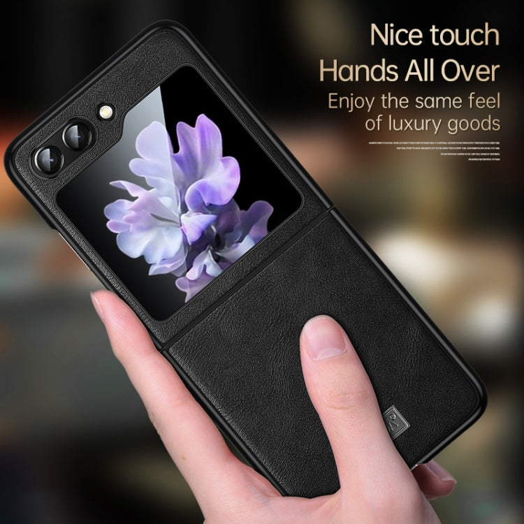 For Samsung Galaxy Z Flip5 SULADA Shockproof TPU + Handmade Leather Phone Case(Black) - Galaxy Z Flip5 Cases by SULADA | Online Shopping South Africa | PMC TechLife