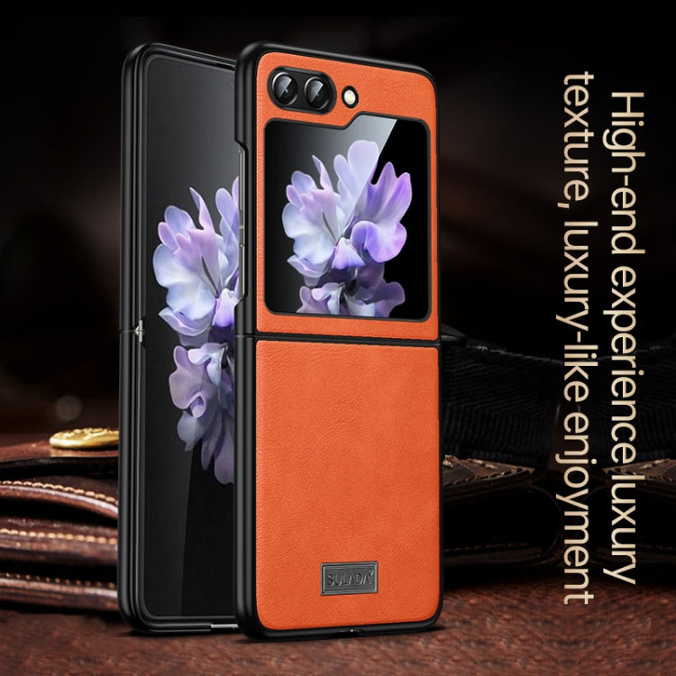 For Samsung Galaxy Z Flip5 SULADA Shockproof TPU + Handmade Leather Phone Case(Green) - Galaxy Z Flip5 Cases by SULADA | Online Shopping South Africa | PMC TechLife | Buy Now Pay Later Mobicred