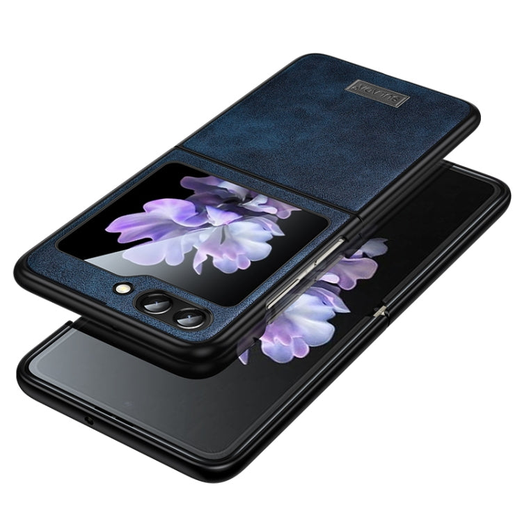 For Samsung Galaxy Z Flip5 SULADA Shockproof TPU + Handmade Leather Phone Case(Blue) - Galaxy Z Flip5 Cases by SULADA | Online Shopping South Africa | PMC TechLife