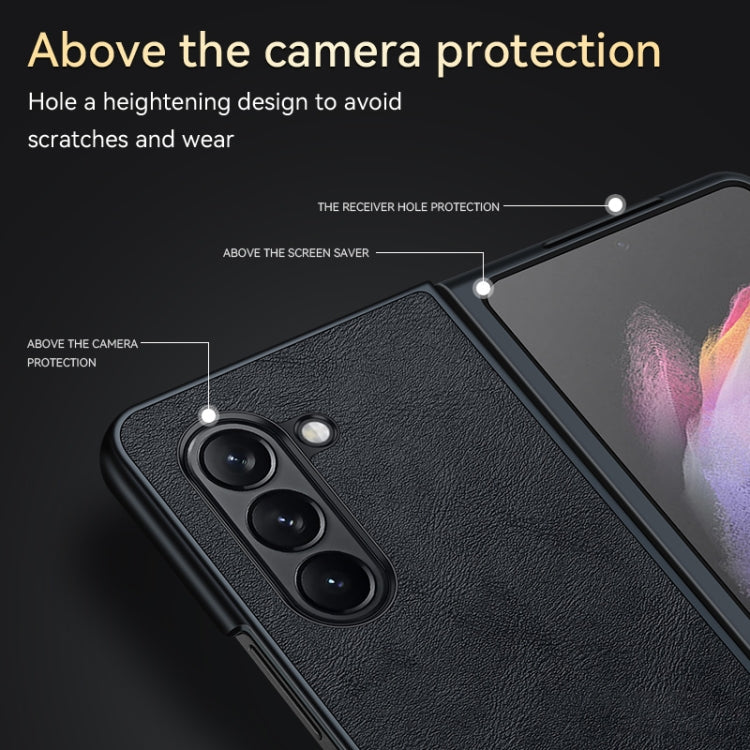 For Samsung Galaxy Z Fold5 SULADA Shockproof TPU + Handmade Leather Phone Case(Black) - Galaxy Z Fold5 Cases by SULADA | Online Shopping South Africa | PMC TechLife