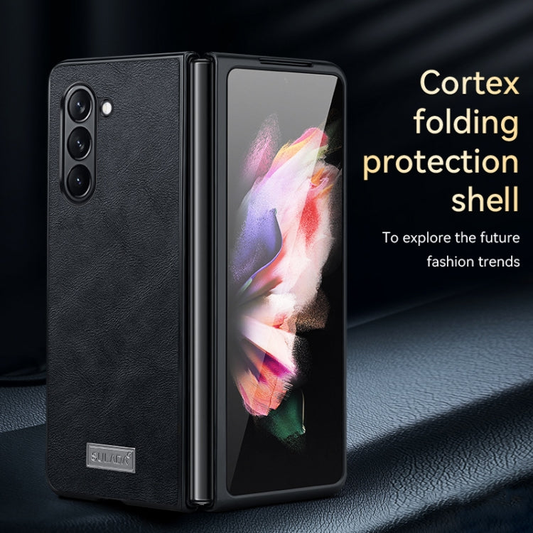 For Samsung Galaxy Z Fold5 SULADA Shockproof TPU + Handmade Leather Phone Case(Green) - Galaxy Z Fold5 Cases by SULADA | Online Shopping South Africa | PMC TechLife | Buy Now Pay Later Mobicred