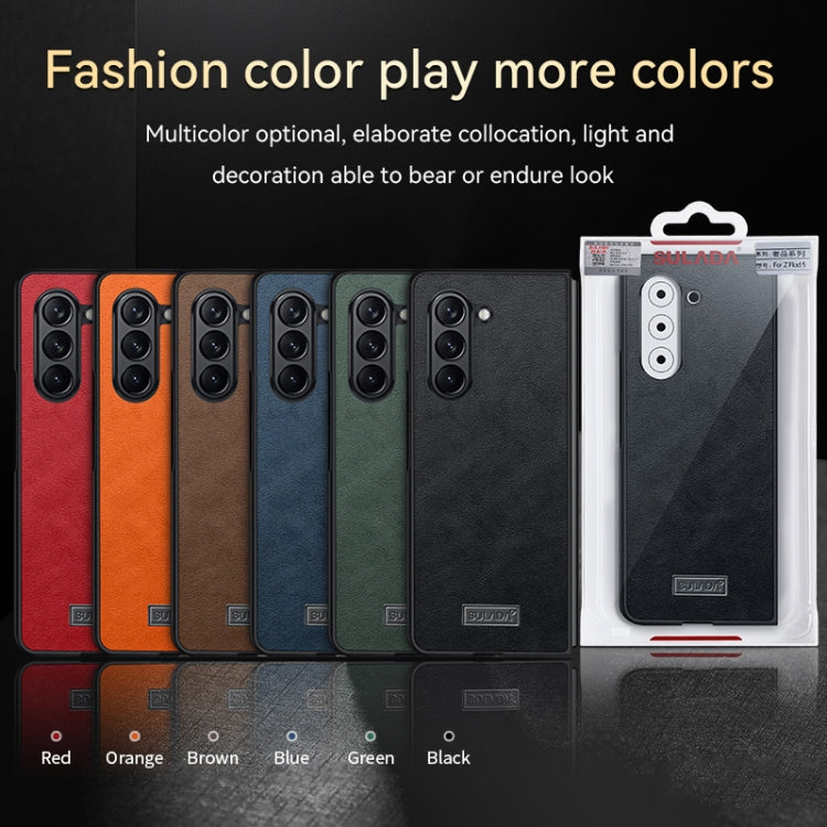 For Samsung Galaxy Z Fold5 SULADA Shockproof TPU + Handmade Leather Phone Case(Green) - Galaxy Z Fold5 Cases by SULADA | Online Shopping South Africa | PMC TechLife | Buy Now Pay Later Mobicred
