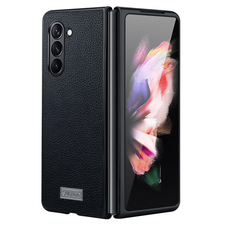 For Samsung Galaxy Z Fold5 SULADA Shockproof TPU + Litchi Texture Leather Phone Case(Black) - Galaxy Z Fold5 Cases by SULADA | Online Shopping South Africa | PMC Jewellery