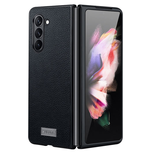 For Samsung Galaxy Z Fold5 SULADA Shockproof TPU + Litchi Texture Leather Phone Case(Black) - Galaxy Z Fold5 Cases by SULADA | Online Shopping South Africa | PMC Jewellery