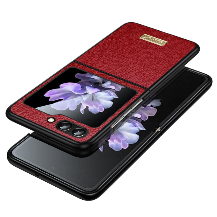 For Samsung Galaxy Z Flip5 SULADA Shockproof TPU + Litchi Texture Leather Phone Case(Red) - Galaxy Z Flip5 Cases by SULADA | Online Shopping South Africa | PMC Jewellery