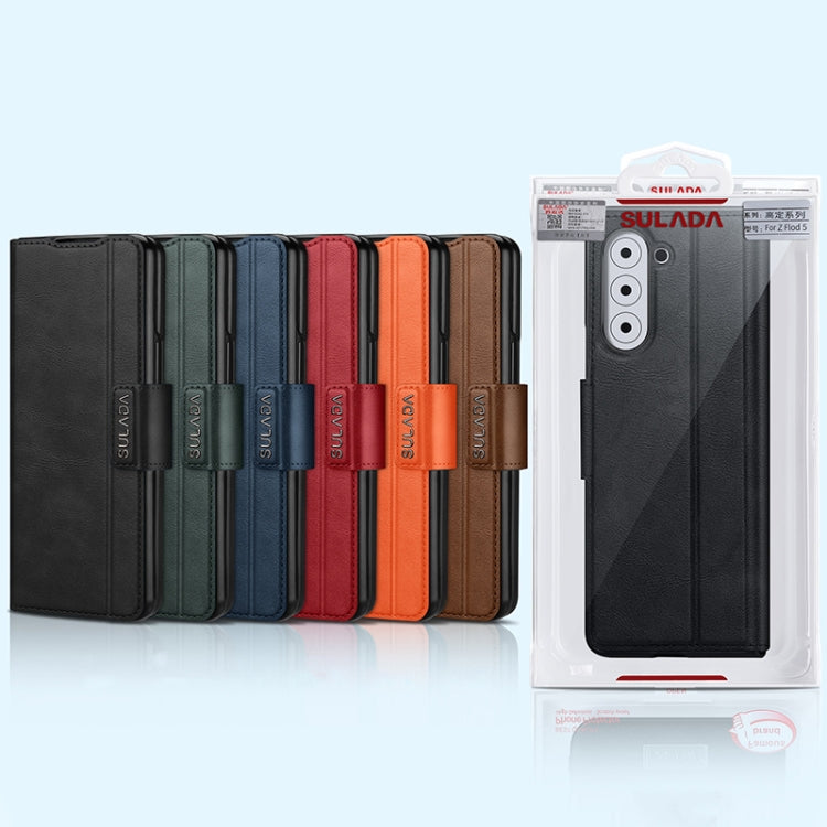 For Samsung Galaxy Z Fold5 SULADA All-inclusive Magnetic Snap Flip Leather Phone Case(Black) - free shipping - PMC TechLife - Order now!