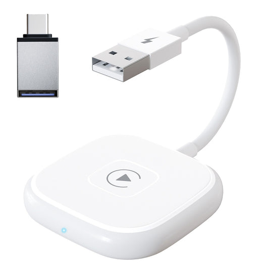 USB + USB-C / Type-C Wired to Wireless Carplay Adapter for iPhone(White) - Bluetooth Adapters by PMC Jewellery | Online Shopping South Africa | PMC Jewellery | Buy Now Pay Later Mobicred