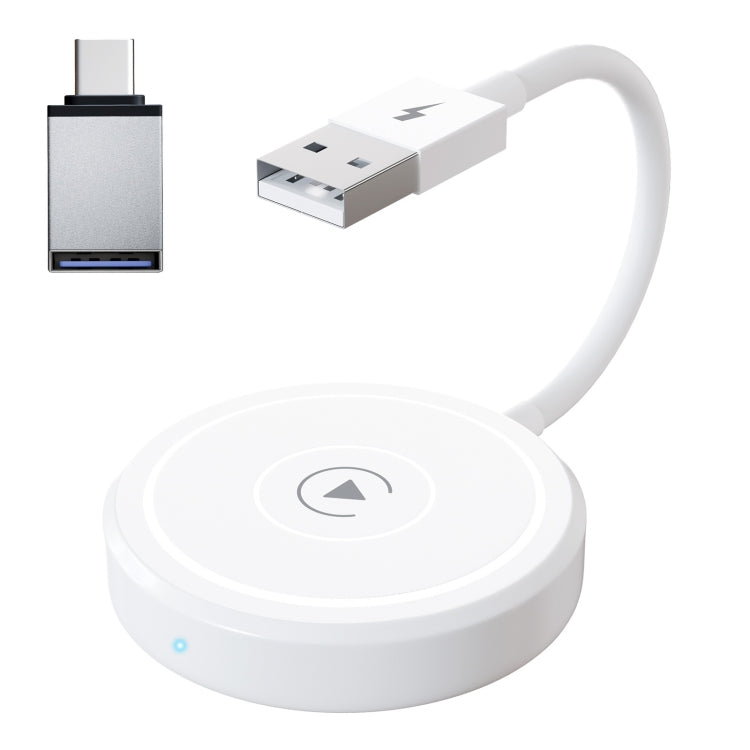 USB + USB-C / Type-C Wired to Wireless Carplay Adapter for iPhone(White) - Bluetooth Adapters by PMC Jewellery | Online Shopping South Africa | PMC Jewellery | Buy Now Pay Later Mobicred