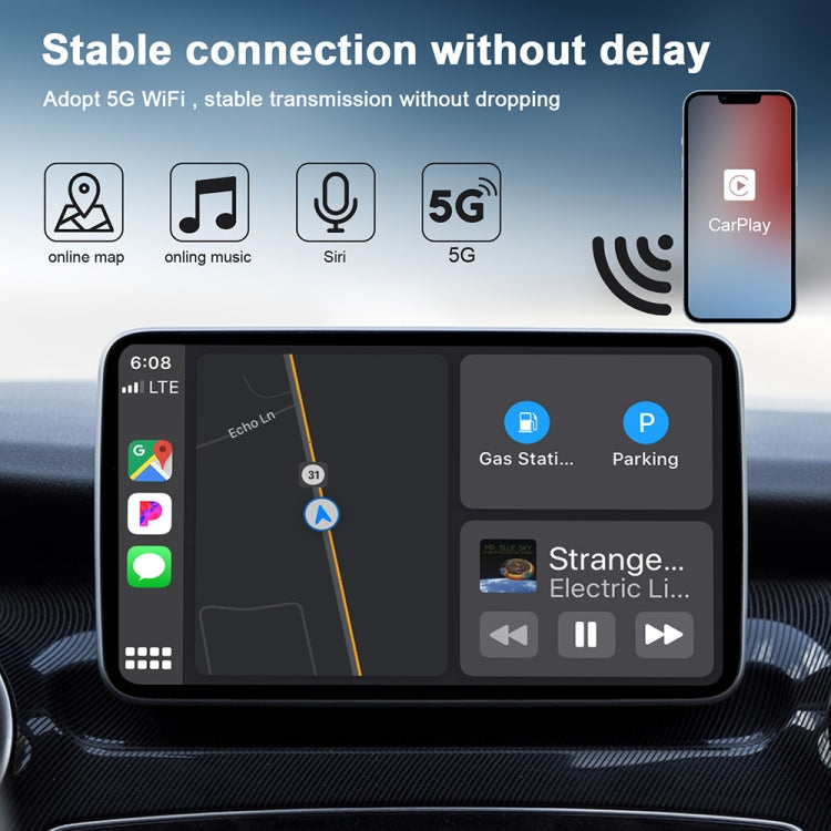 USB + USB-C / Type-C Wired to Wireless Carplay Adapter for iPhone(White) - Bluetooth Adapters by PMC Jewellery | Online Shopping South Africa | PMC Jewellery | Buy Now Pay Later Mobicred