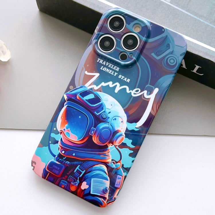 For iPhone 14 Pro Painted Pattern Precise Hole PC Phone Case(Blue Paint Astronaut) - iPhone 14 Pro Cases by PMC TechLife | Online Shopping South Africa | PMC TechLife