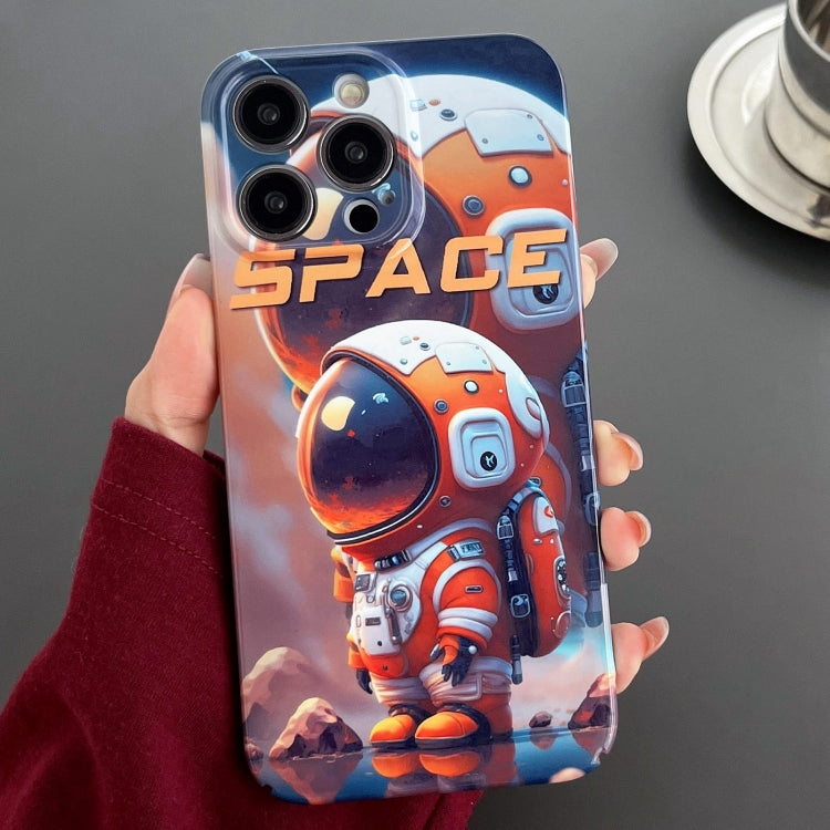 For iPhone 14 Pro Painted Pattern Precise Hole PC Phone Case(Orange Astronaut) - iPhone 14 Pro Cases by PMC TechLife | Online Shopping South Africa | PMC TechLife | Buy Now Pay Later Mobicred