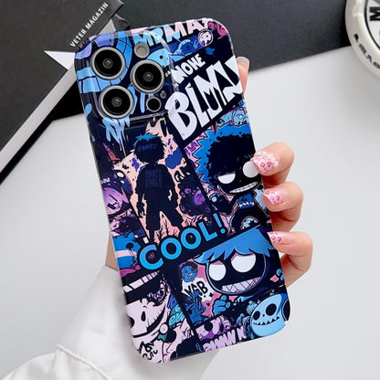 For iPhone 14 Pro Painted Pattern Precise Hole PC Phone Case(Purple Comics) - iPhone 14 Pro Cases by PMC Jewellery | Online Shopping South Africa | PMC Jewellery