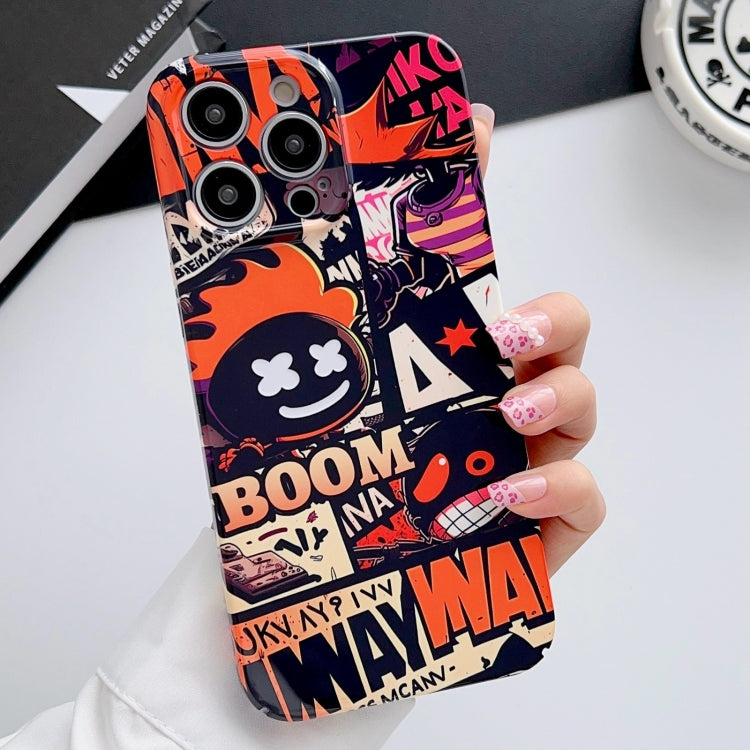 For iPhone 14 Pro Max Painted Pattern Precise Hole PC Phone Case(Orange Comics) - iPhone 14 Pro Max Cases by PMC TechLife | Online Shopping South Africa | PMC TechLife
