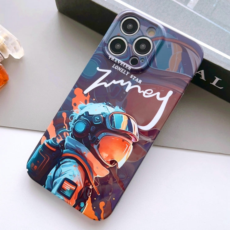 For iPhone 13 Pro Max Painted Pattern Precise Hole PC Phone Case(Orange Paint Astronaut) - iPhone 13 Pro Max Cases by PMC TechLife | Online Shopping South Africa | PMC TechLife