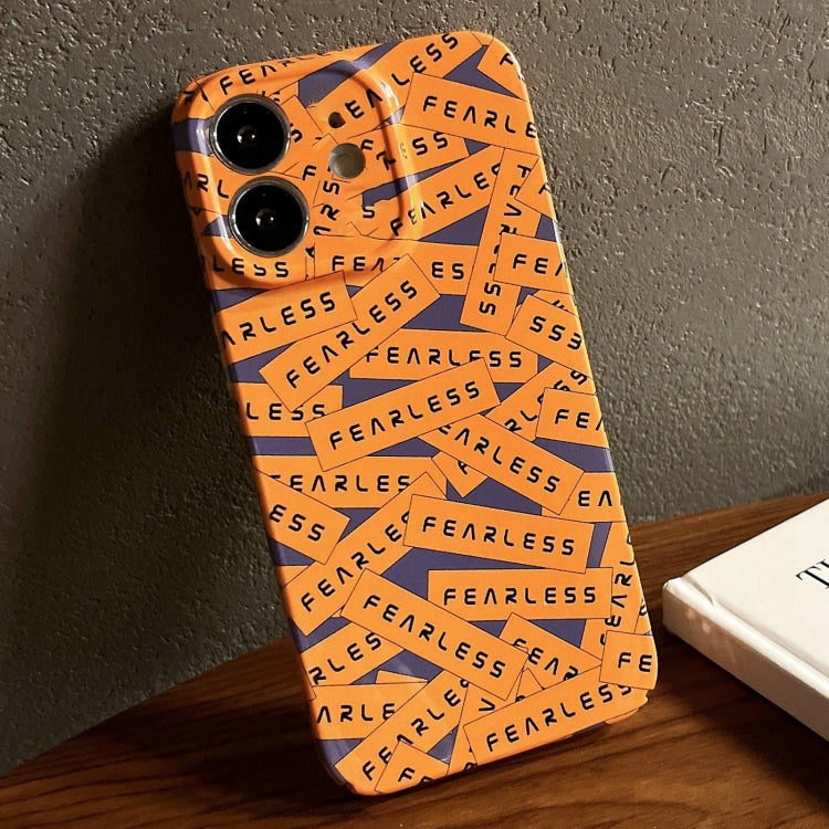 For iPhone 12 Painted Pattern Precise Hole PC Phone Case(Orange Label) - iPhone 12 / 12 Pro Cases by PMC Jewellery | Online Shopping South Africa | PMC Jewellery