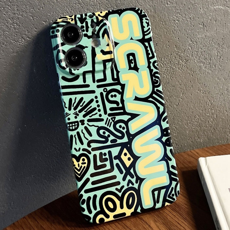 For iPhone 12 Painted Pattern Precise Hole PC Phone Case(Green SCR) - iPhone 12 / 12 Pro Cases by PMC TechLife | Online Shopping South Africa | PMC TechLife
