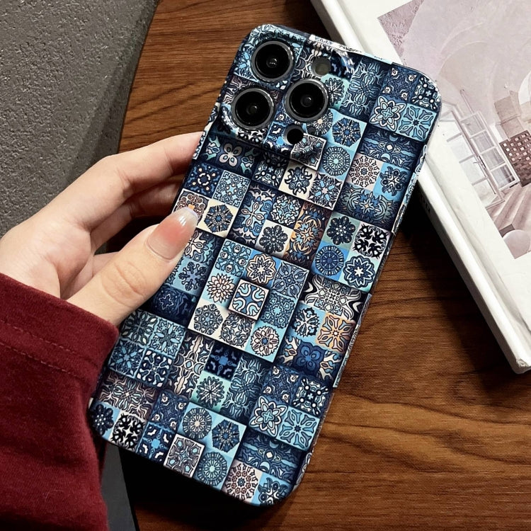 For iPhone 12 Pro Max Painted Pattern Precise Hole PC Phone Case(Green Plaid) - iPhone 12 Pro Max Cases by PMC TechLife | Online Shopping South Africa | PMC TechLife