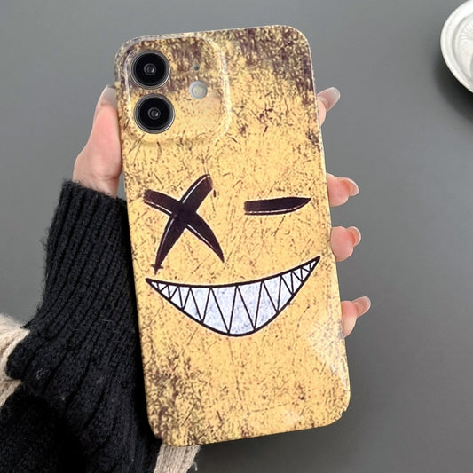 For iPhone 11 Painted Pattern Precise Hole PC Phone Case(Yellow Background Smiling) - iPhone 11 Cases by PMC Jewellery | Online Shopping South Africa | PMC Jewellery