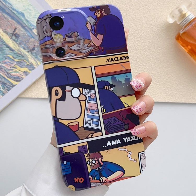 For iPhone X / XS Painted Pattern Precise Hole PC Phone Case(Working Comics) - More iPhone Cases by PMC TechLife | Online Shopping South Africa | PMC TechLife