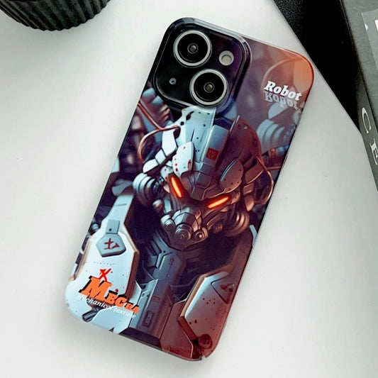 For iPhone 15 Painted Pattern Precise Hole PC Phone Case(Orange Robot) - iPhone 15 Cases by PMC Jewellery | Online Shopping South Africa | PMC Jewellery