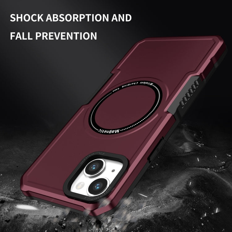 For iPhone 15 Shockproof Armor MagSafe Phone Case(Wine Red) - free shipping - PMC TechLife - Order now!