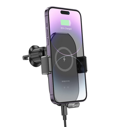 Borofone BH205 Rusher Infrared Wireless Fast Charging Air Outlet Car Holder(Black) - Wireless Charger Holders by Borofone | Online Shopping South Africa | PMC Jewellery