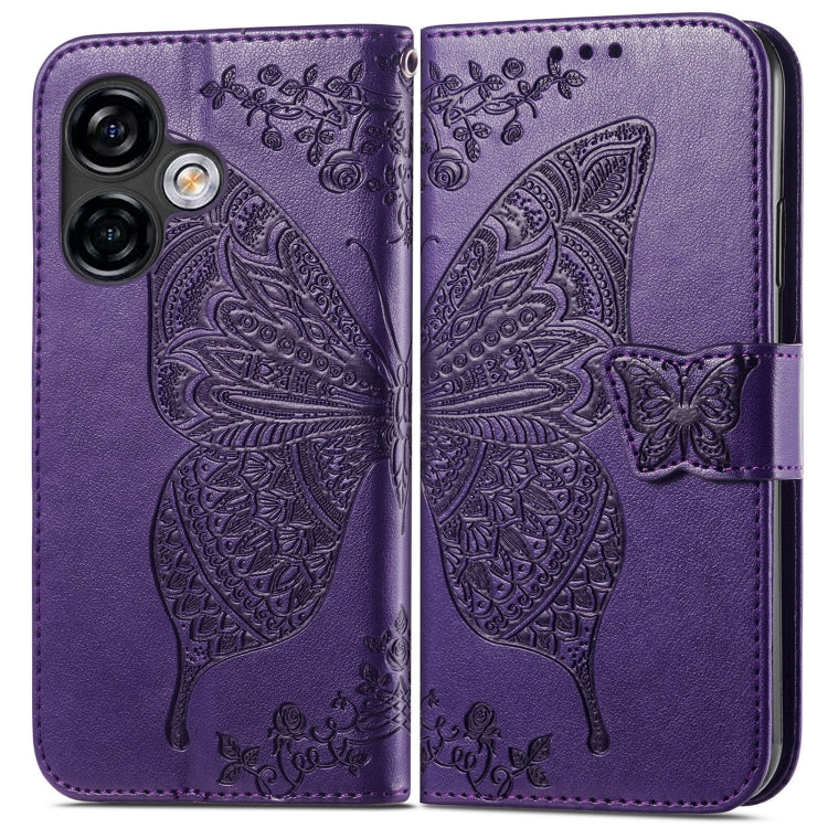 For Ulefone Note 16 Pro Butterfly Love Flower Embossed Leather Phone Case(Dark Purple) - Ulefone Cases by PMC Jewellery | Online Shopping South Africa | PMC Jewellery