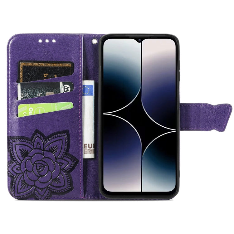 For Ulefone Note 16 Pro Butterfly Love Flower Embossed Leather Phone Case(Dark Purple) - Ulefone Cases by PMC Jewellery | Online Shopping South Africa | PMC Jewellery