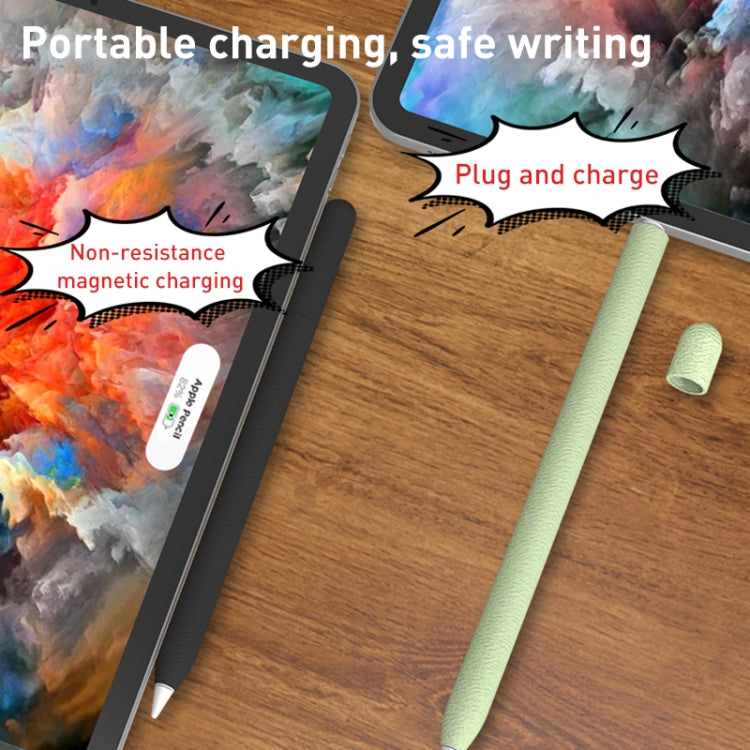 For Apple Pencil 2 LOVE MEI Frosted Leather Texture Silicone Protective Pen Case(Green) - Pencil Accessories by LOVE MEI | Online Shopping South Africa | PMC TechLife