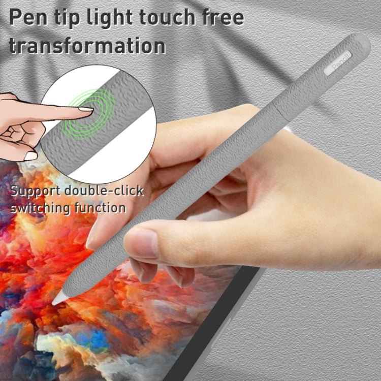 For Apple Pencil 2 LOVE MEI Frosted Leather Texture Silicone Protective Pen Case(Black) - Pencil Accessories by LOVE MEI | Online Shopping South Africa | PMC TechLife