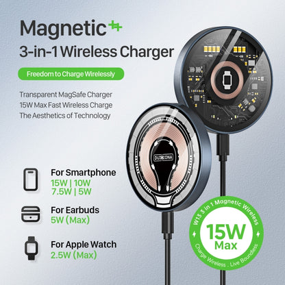 DUZZONA W13 15W Transparent MagSafe Magnetic Suction Wireless Charger - Wireless Charger by DUZZONA | Online Shopping South Africa | PMC Jewellery | Buy Now Pay Later Mobicred