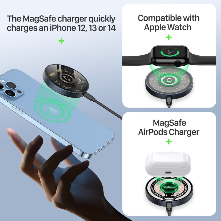 DUZZONA W13 15W Transparent MagSafe Magnetic Suction Wireless Charger - Wireless Charger by DUZZONA | Online Shopping South Africa | PMC Jewellery | Buy Now Pay Later Mobicred