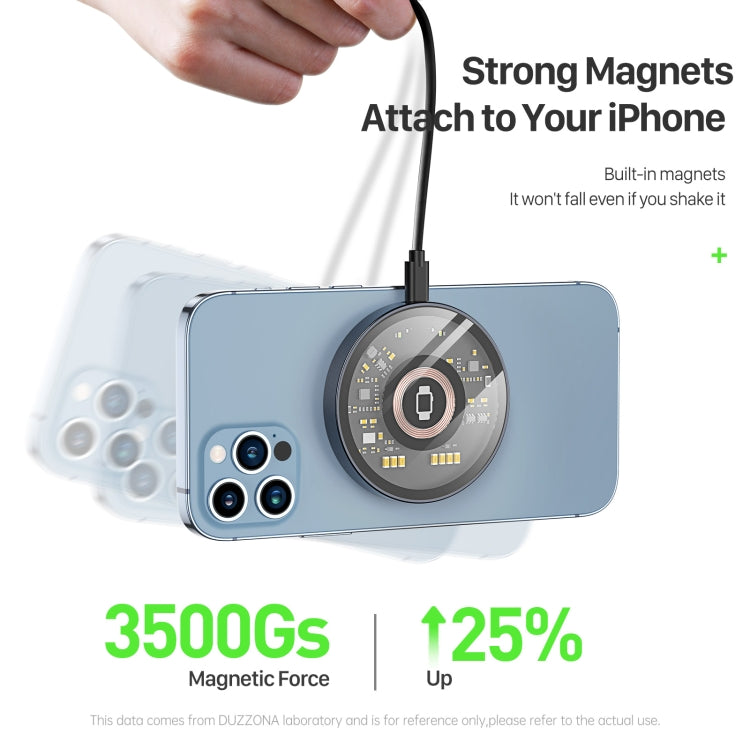 DUZZONA W13 15W Transparent MagSafe Magnetic Suction Wireless Charger - Wireless Charger by DUZZONA | Online Shopping South Africa | PMC Jewellery | Buy Now Pay Later Mobicred