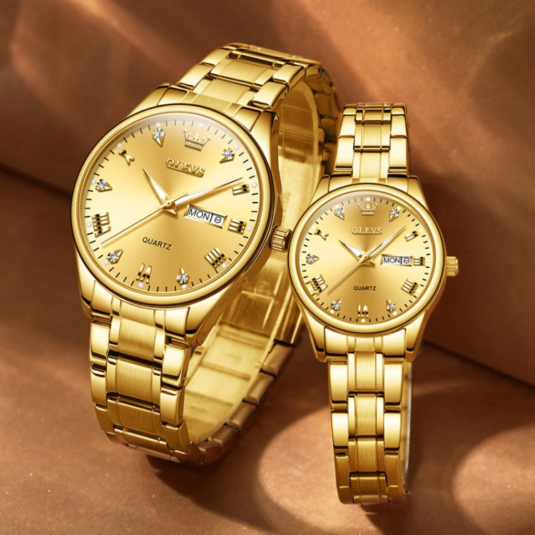 1pair OLEVS 5563 Couple Luminous Waterproof Quartz Watch(Gold) - Couple Watches by OLEVS | Online Shopping South Africa | PMC Jewellery | Buy Now Pay Later Mobicred