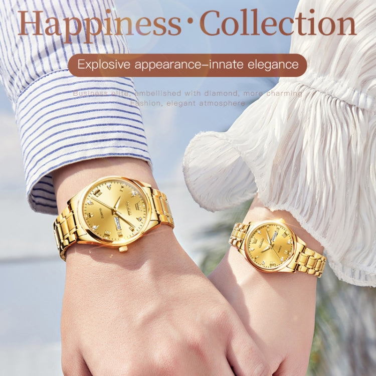 1pair OLEVS 5563 Couple Luminous Waterproof Quartz Watch(Gold) - Couple Watches by OLEVS | Online Shopping South Africa | PMC Jewellery | Buy Now Pay Later Mobicred