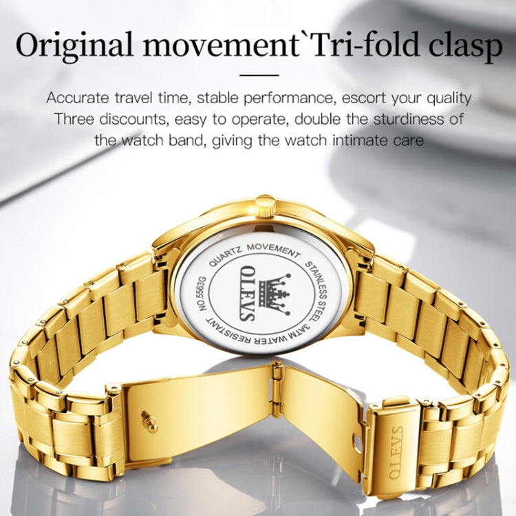 1pair OLEVS 5563 Couple Luminous Waterproof Quartz Watch(Gold) - Couple Watches by OLEVS | Online Shopping South Africa | PMC Jewellery | Buy Now Pay Later Mobicred