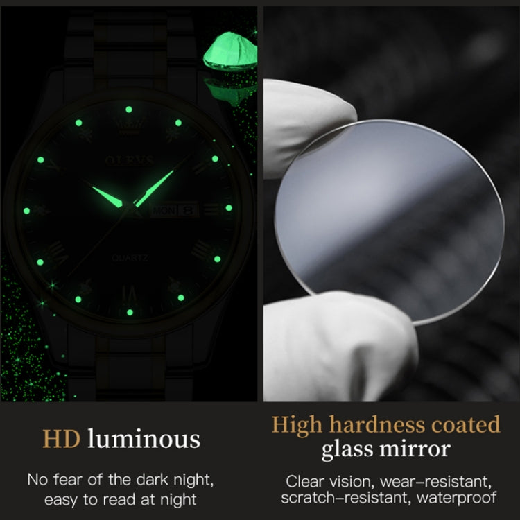 1pair OLEVS 5563 Couple Luminous Waterproof Quartz Watch(Gold) - Couple Watches by OLEVS | Online Shopping South Africa | PMC Jewellery | Buy Now Pay Later Mobicred