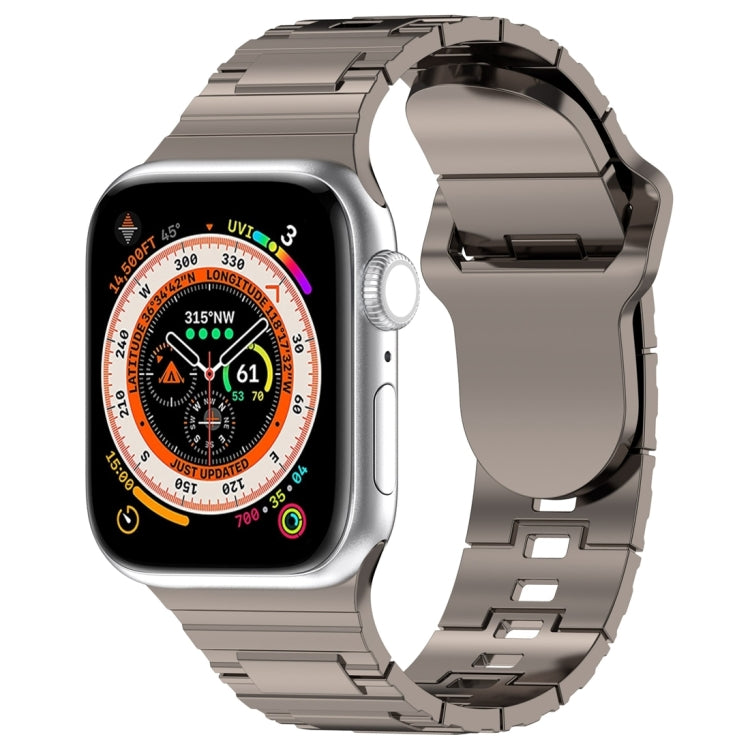 For Apple Watch 9 45mm Square Buckle Armor Style Silicone Watch Band(Plating Titanium Silver) - Watch Bands by PMC TechLife | Online Shopping South Africa | PMC TechLife